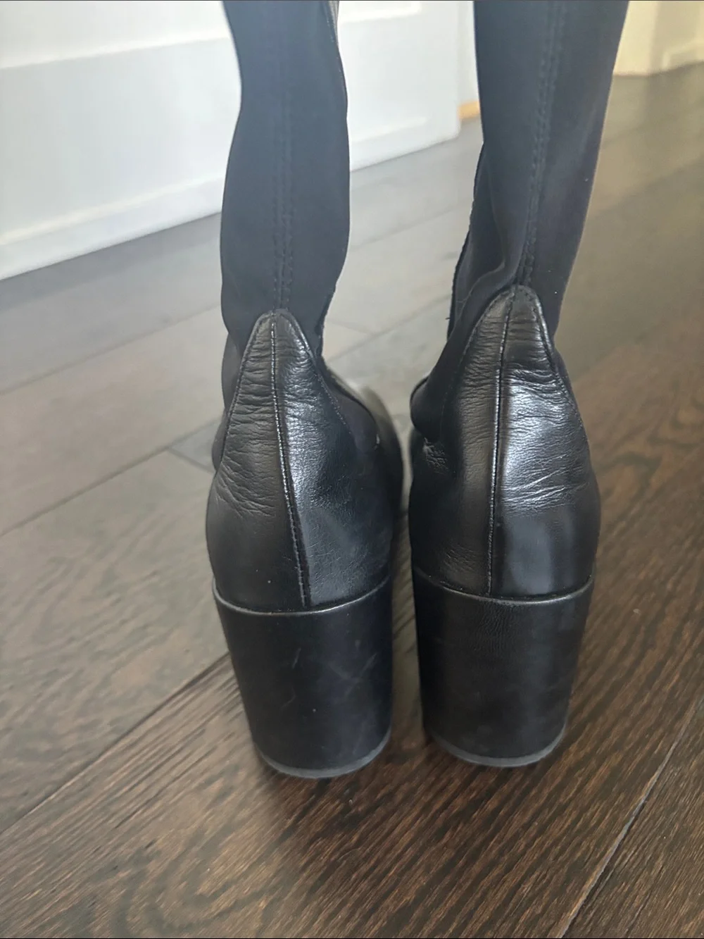 Black Over-the-Knee Block Heel Boots